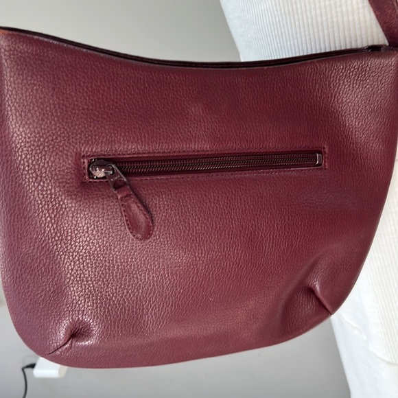Gres Paris shoulder bag crossbody maroon burgundy pebbled leather - Picture 10 of 17
